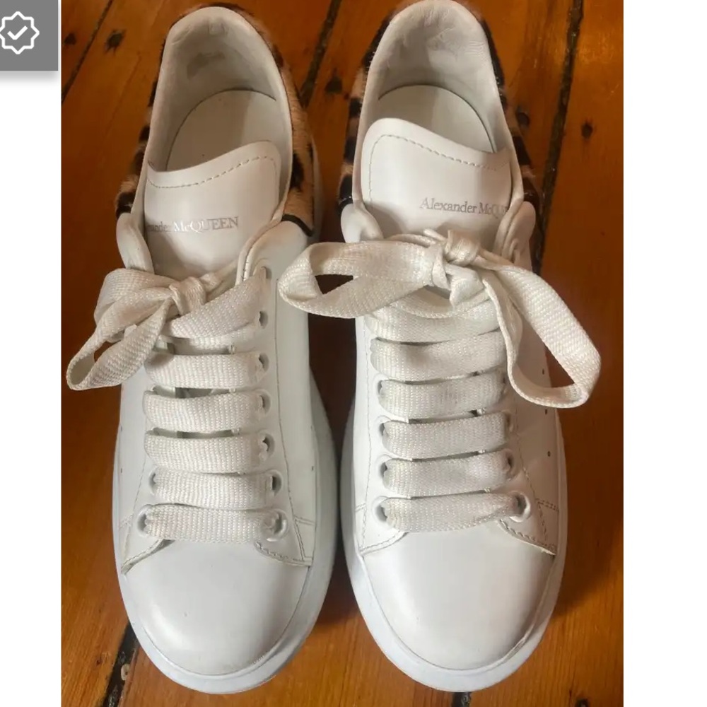 Alexander McQueen Leopard Print Calfskin Oversized Sneakers